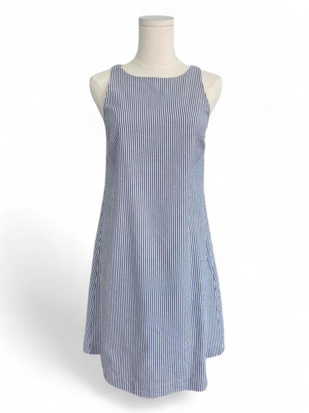 Vineyard Vines Blue and White Striped Sleeveless Shift Dress